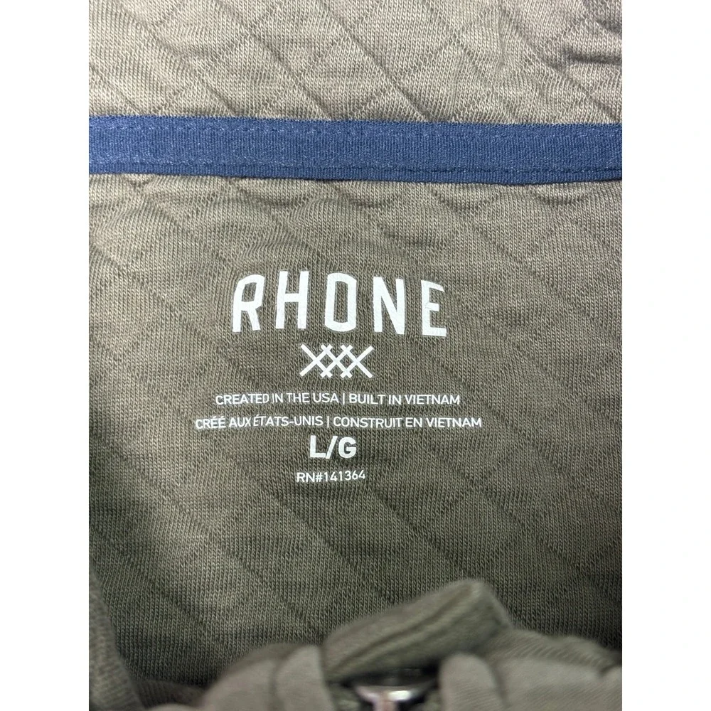 Rhone‎ Gramercy Quilted Full Zip Vest Mens Large Olive Green 101669 Mock Neck